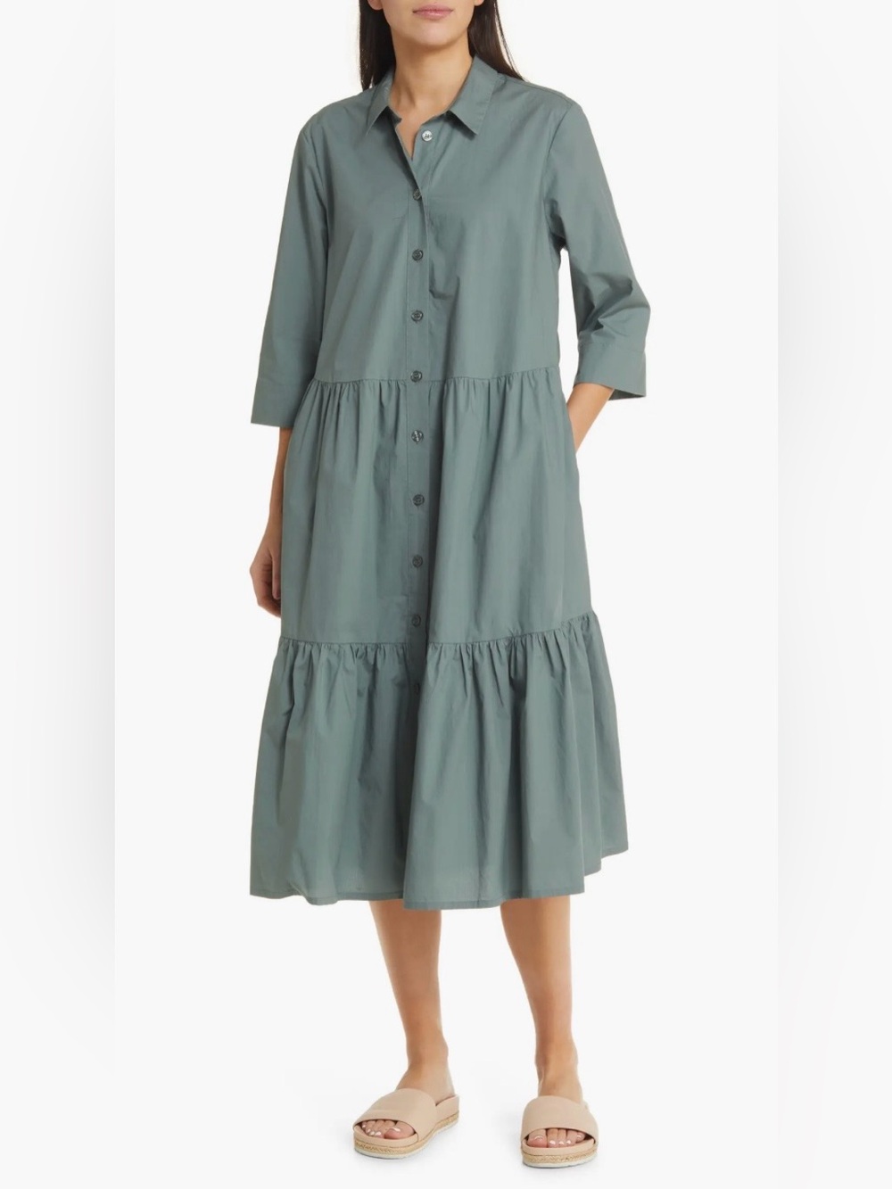 NWT MASAI Copenhagen Cotton Shirtdress 
In Balsam Green Size: L